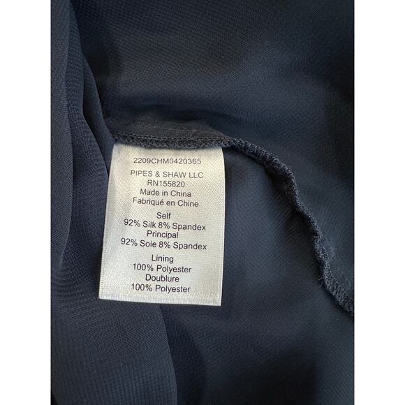 Veronica Beard Navy Kupa Strapless Ruched Silk Dress, Wedding Guest, size 2 - Picture 9 of 11